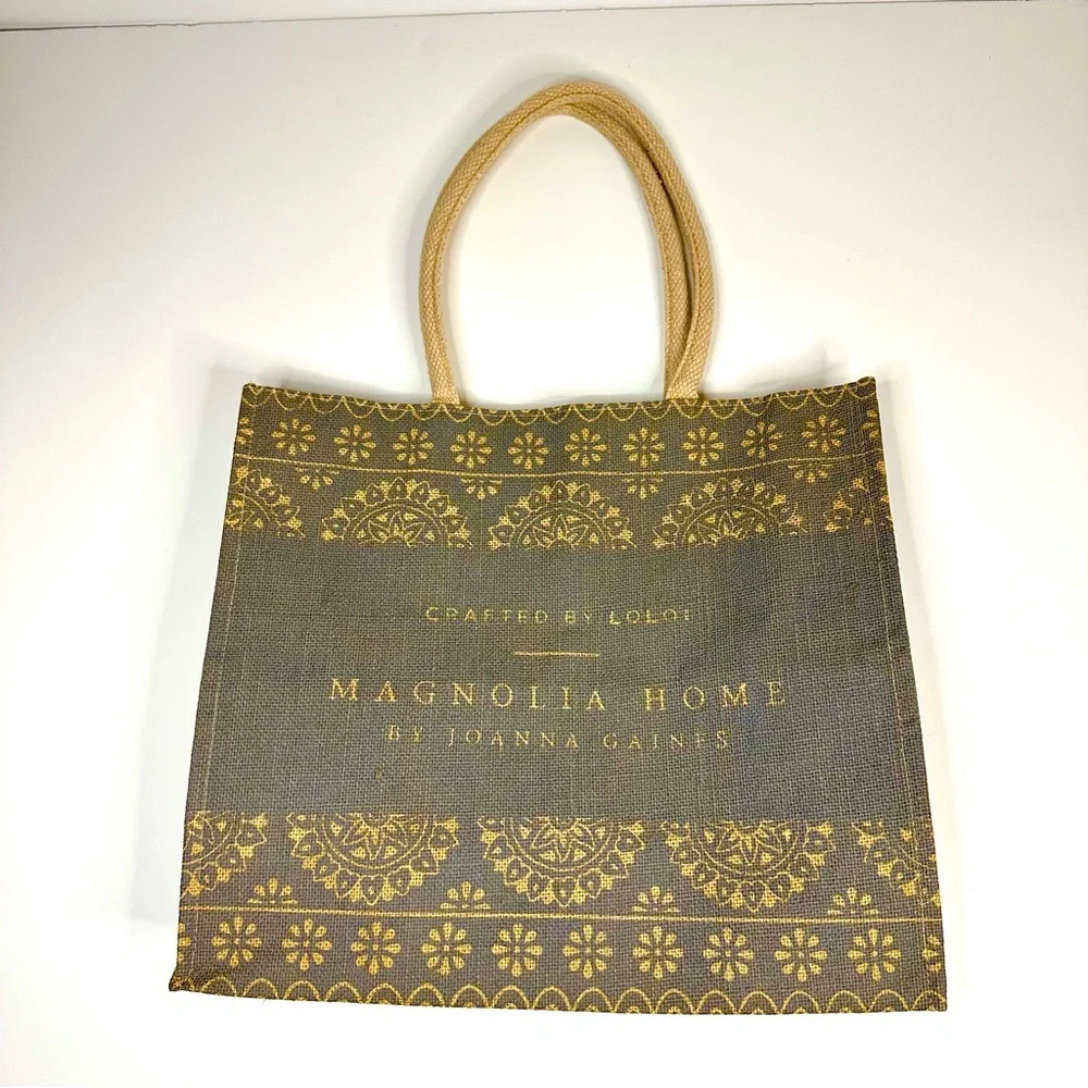 Magnolia Home Burlap Tote Bag